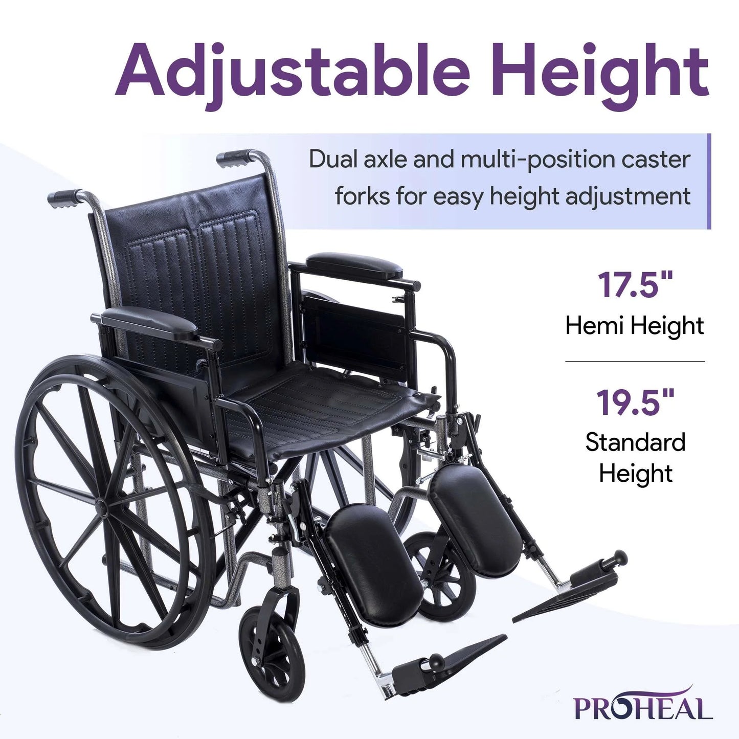 Wheelchair with Removable Full Arms, Elevating Leg Rests, 20" Seat