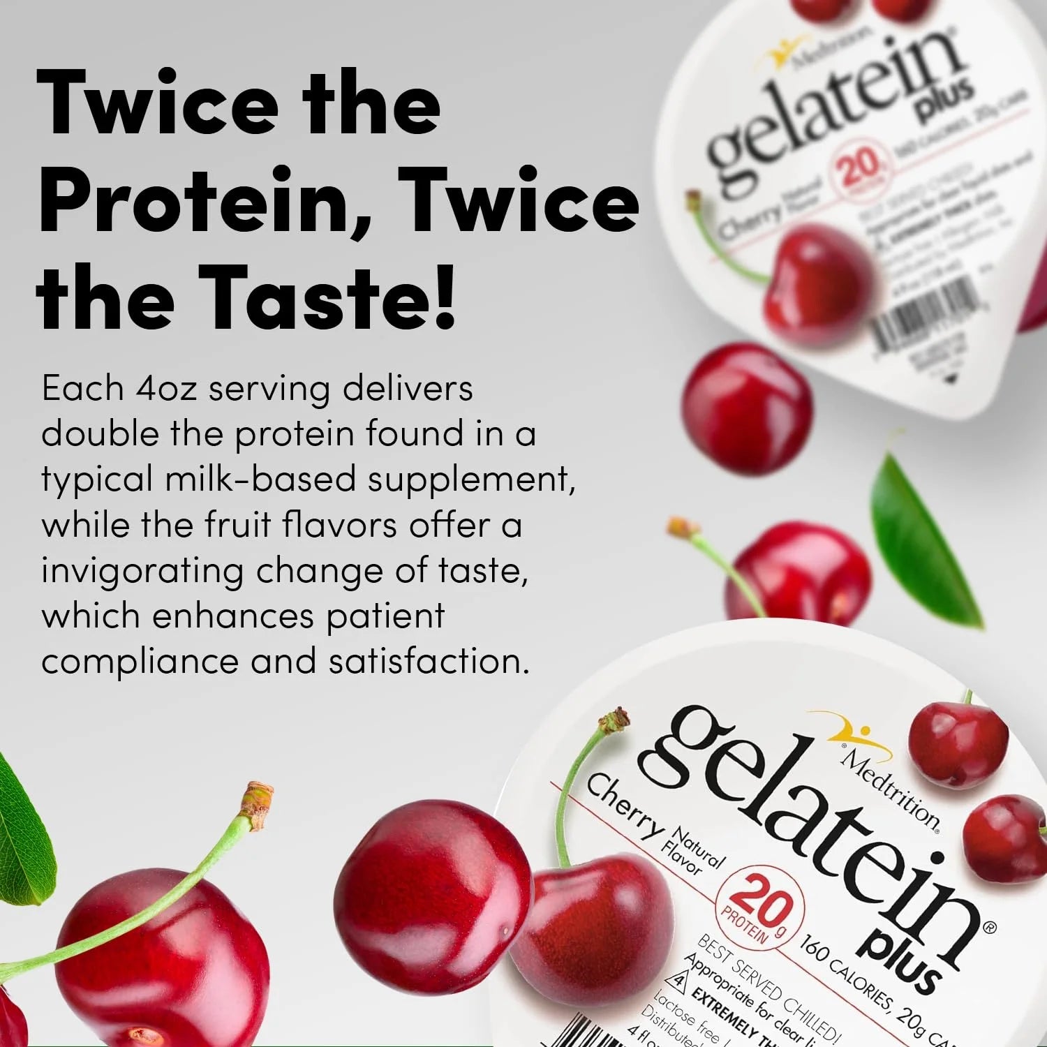 Gelatein plus Cherry: 20 Grams of Protein. Ideal for Clear Liquid Diets, Swallowing Difficulties, Dialysis and Oncology. Great Pre or Post-Workout Snack. (12 Pack)