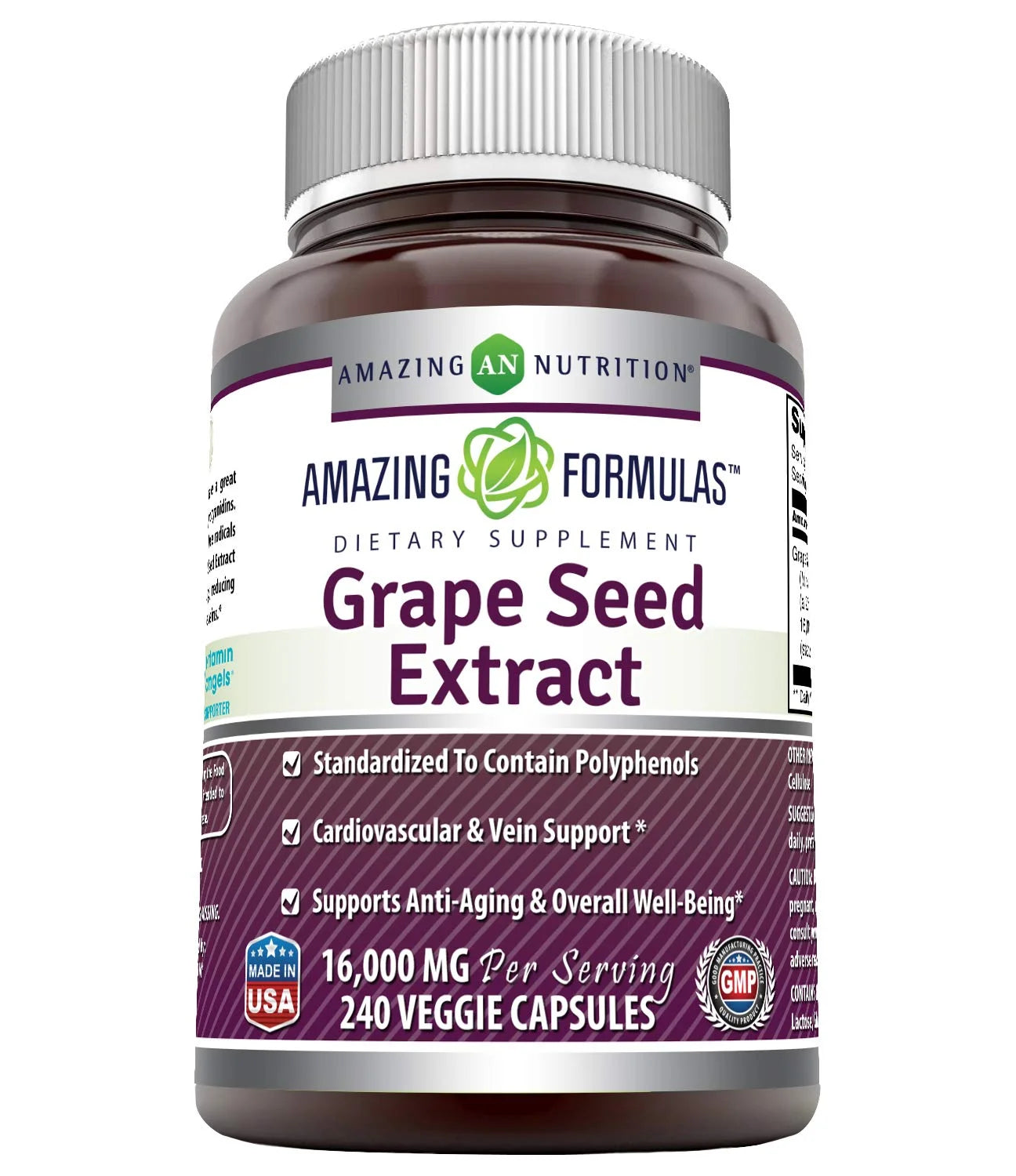 Grapeseed Extract 16000 Mg per Serving 240 Veggie Capsules - 20:1 Extract Equivalent to Approximately 16,000 Mg of Dry Grape Seed Powder(Non Gmo,Gluten Free)