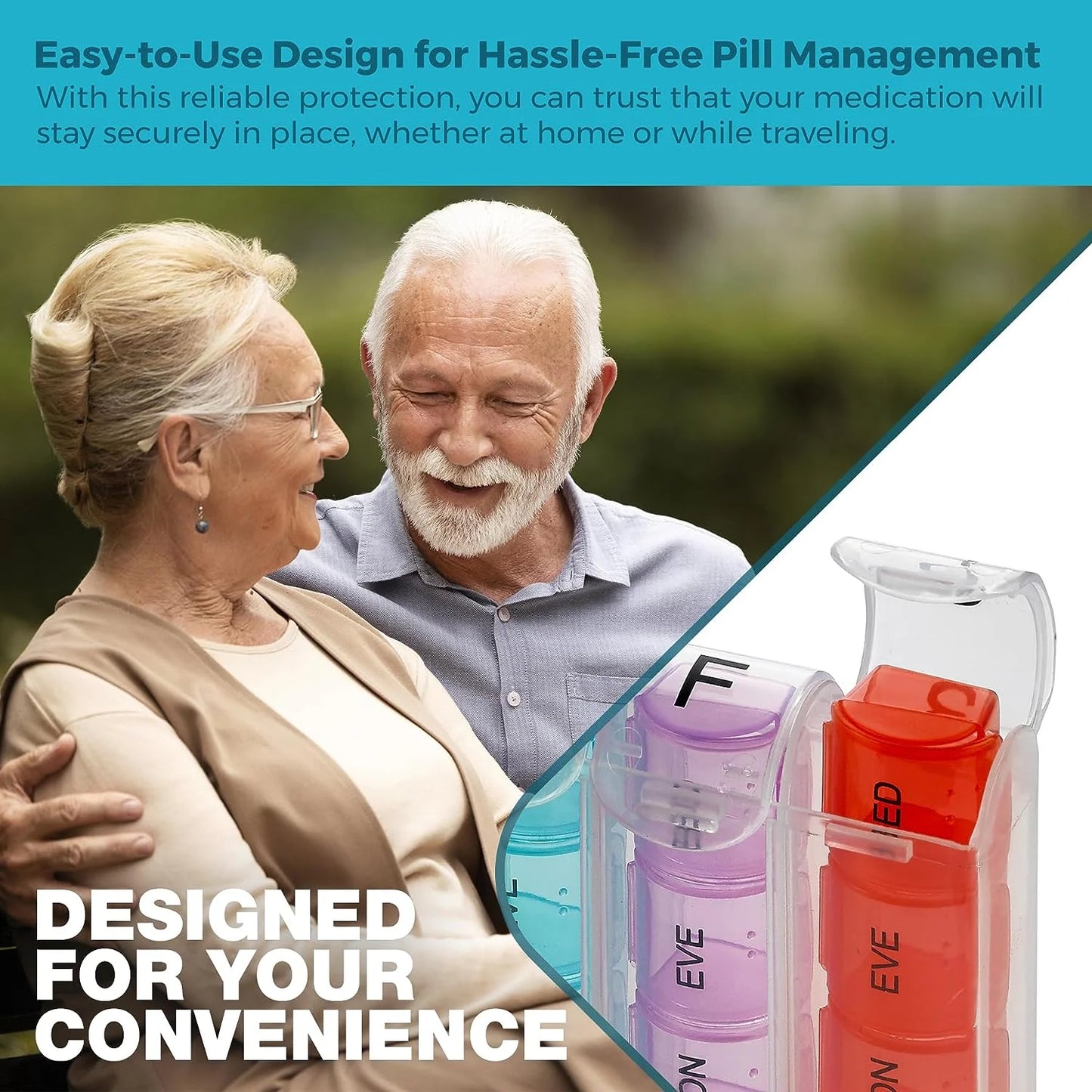 Pop-Up Weekly Pill Organizer Single Box 4 Daily Compartments