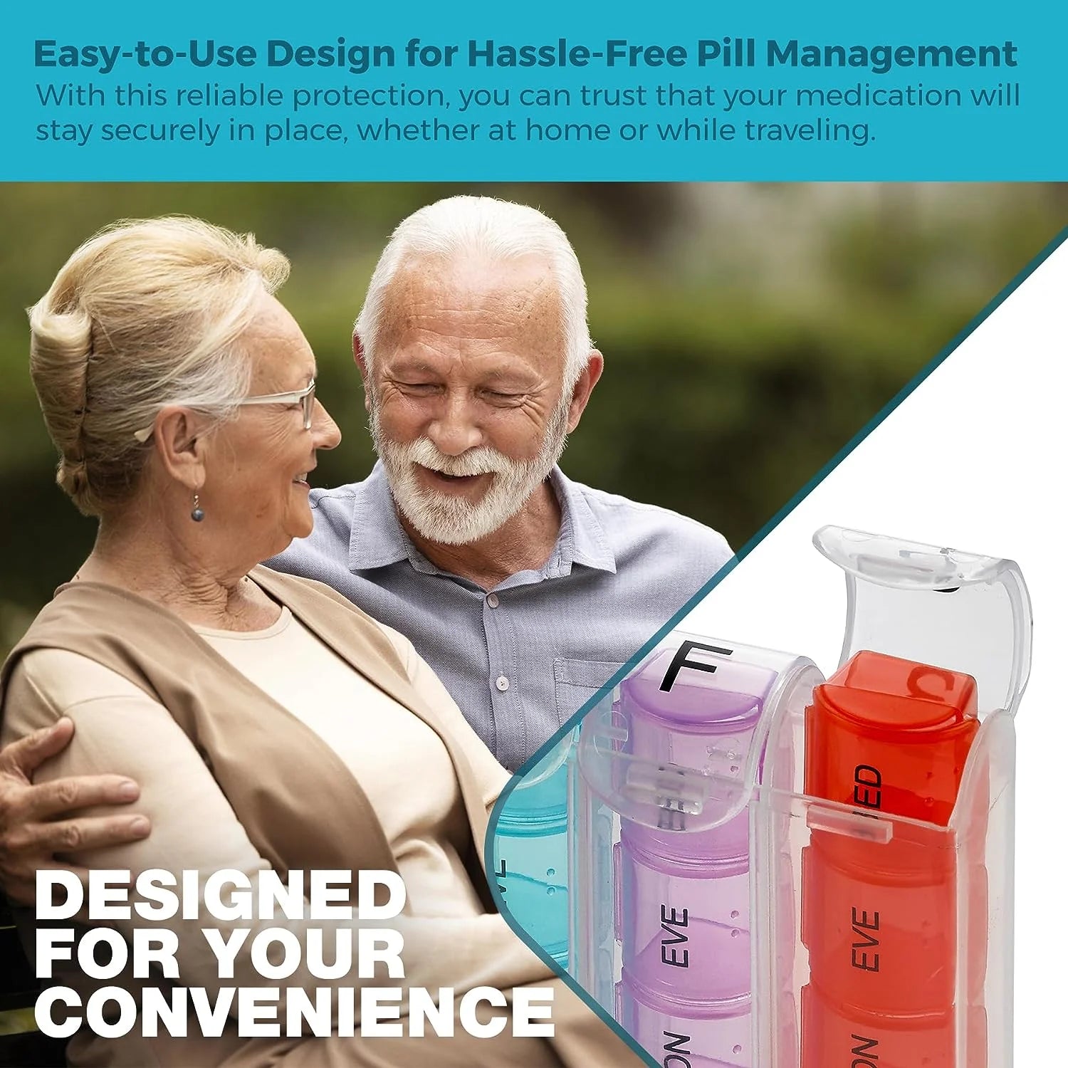 Pop-Up Weekly Pill Organizer Single Box 4 Daily Compartments