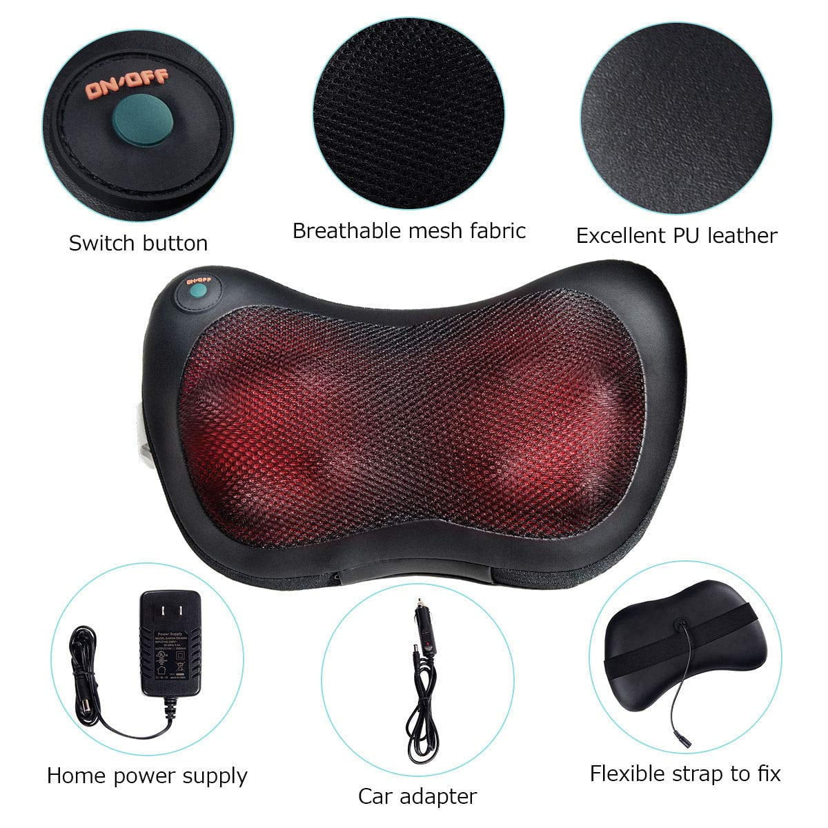 Shiatsu Back and Neck Massager with Heat - Deep Tissue Massage Pillow for Ultimate Relaxation of Back, Shoulders, Legs, and Feet