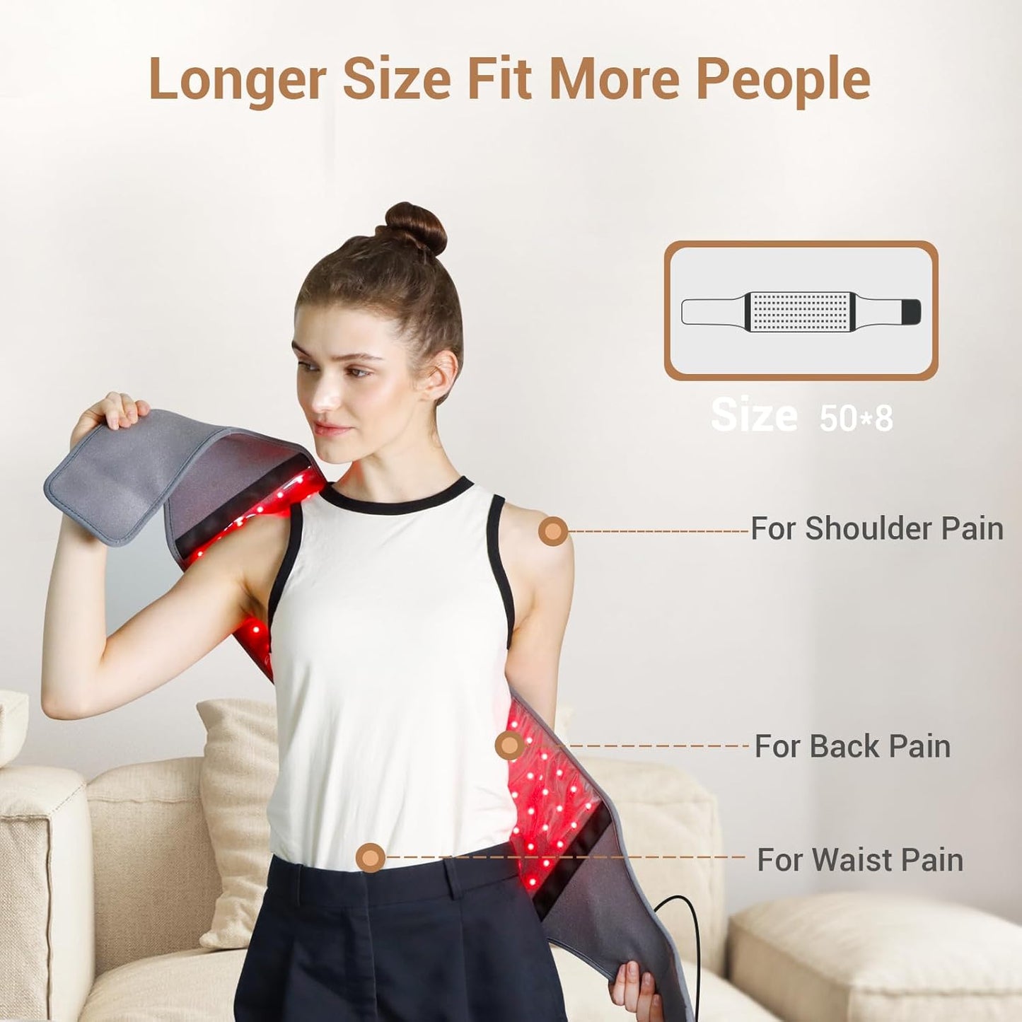 Red Light Therapy Belt, FSA HSA Eligible Infrared Red Light Therapy for Body, 22W Light Wrap with Pulse for Back Waist Muscle Pain Relief, Improve Joint Inflammation