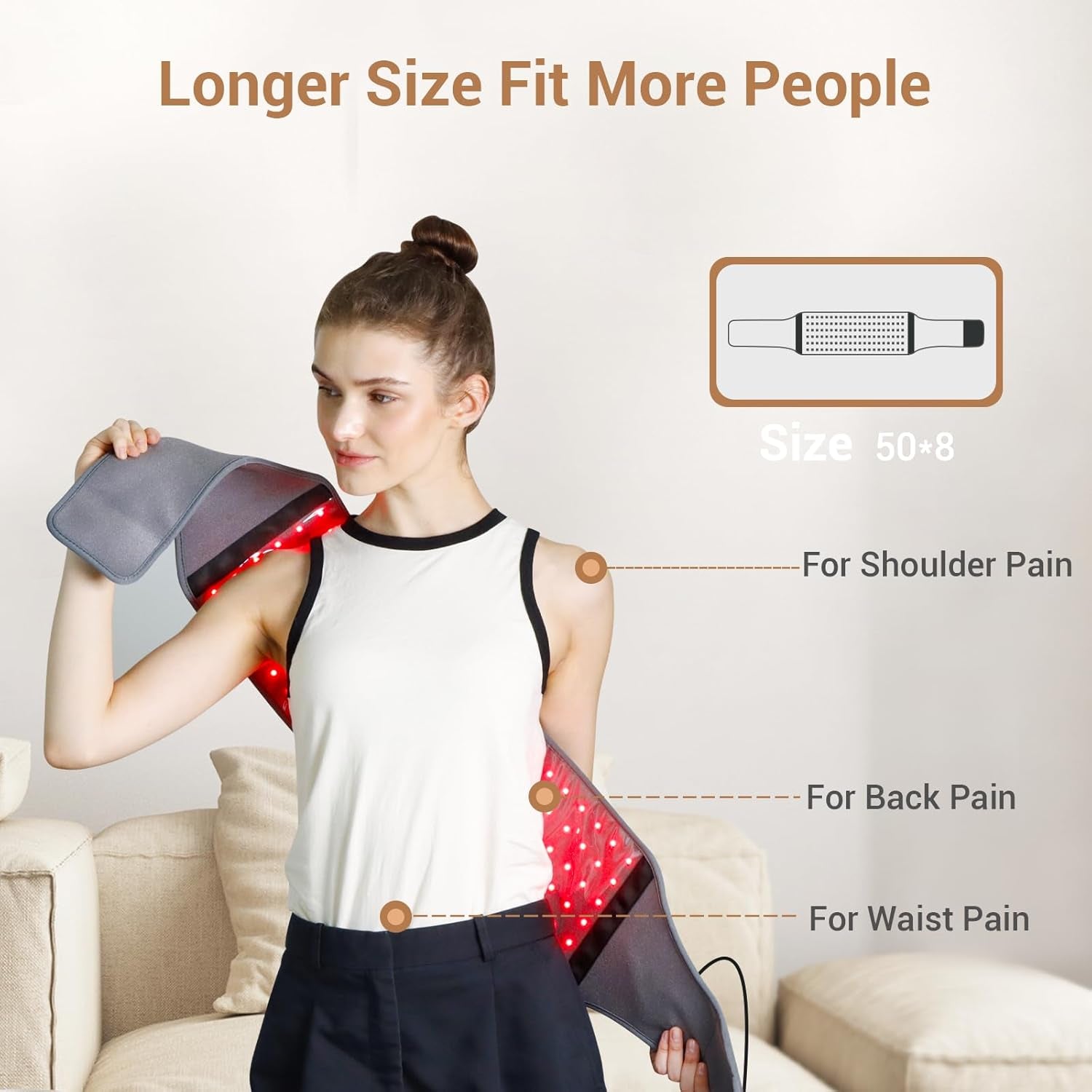 Red Light Therapy Belt, FSA HSA Eligible Infrared Red Light Therapy for Body, 22W Light Wrap with Pulse for Back Waist Muscle Pain Relief, Improve Joint Inflammation