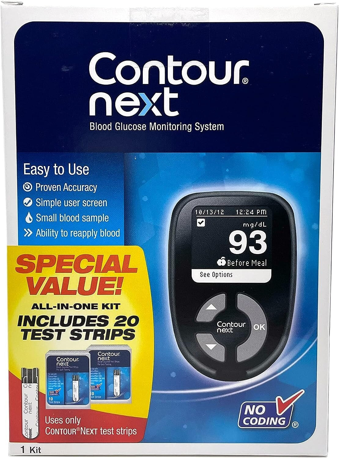 Blood Glucose Monitoring System All-In-One Kit for Diabetes