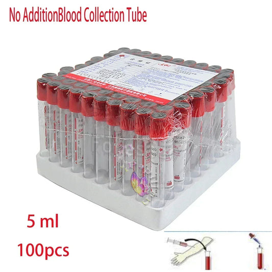 Blood Collection No Additives Tube Lab Consumables 100Pcs Veterinary 3Ml/5Ml/10Ml Plain Tube Sterile Blood Test Tubes