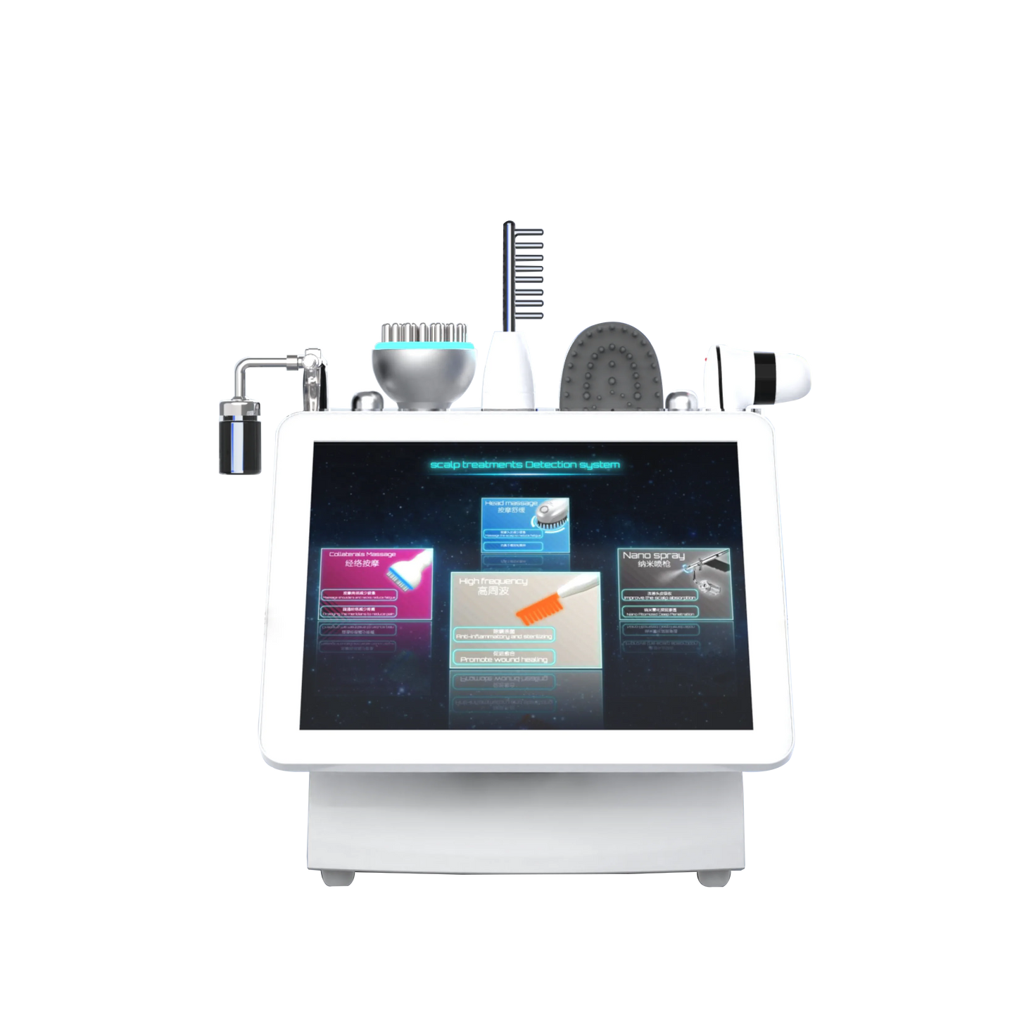 2024 Ultimate 5-in-1 High Frequency Scalp Massager - 15 Inch Hair Spa Device for Deep Relaxation and Wellness