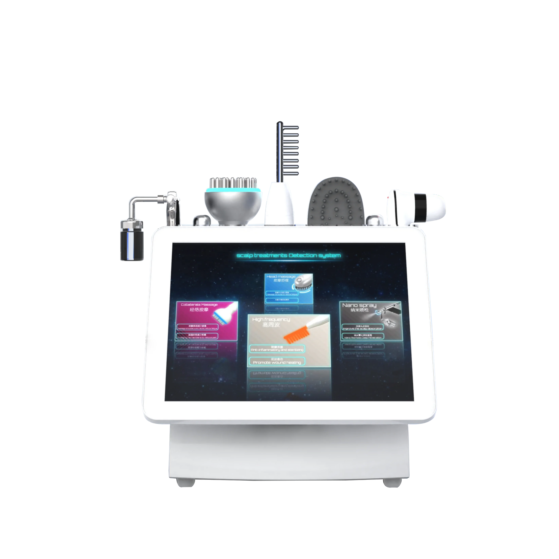 2024 Ultimate 5-in-1 High Frequency Scalp Massager - 15 Inch Hair Spa Device for Deep Relaxation and Wellness