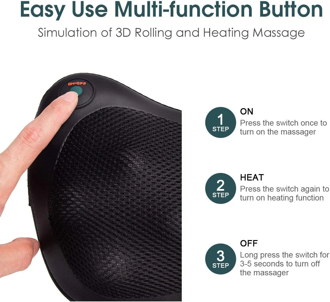 Shiatsu Back and Neck Massager with Heat - Deep Tissue Massage Pillow for Ultimate Relaxation of Back, Shoulders, Legs, and Feet
