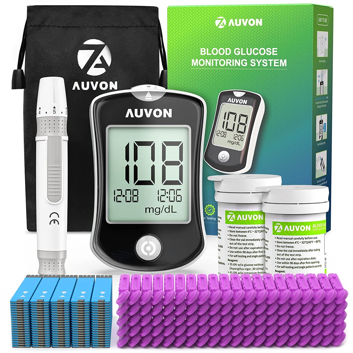 205 PC Kit Prueba Diabetes Medidor De Azucar Sistema Monitor Glucosa En Sangre