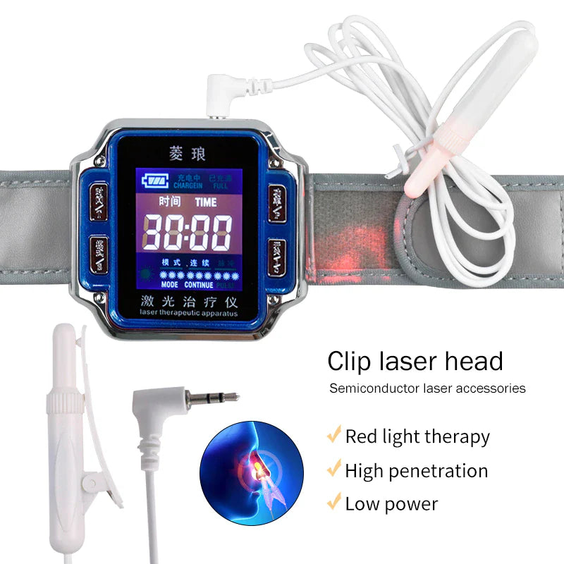 Diabetes and Hypertension Management - 650Nm Home LLLT Laser Physiotherapy Device, Featuring Diabetic Monitoring Watch and Sinusitis Treatment