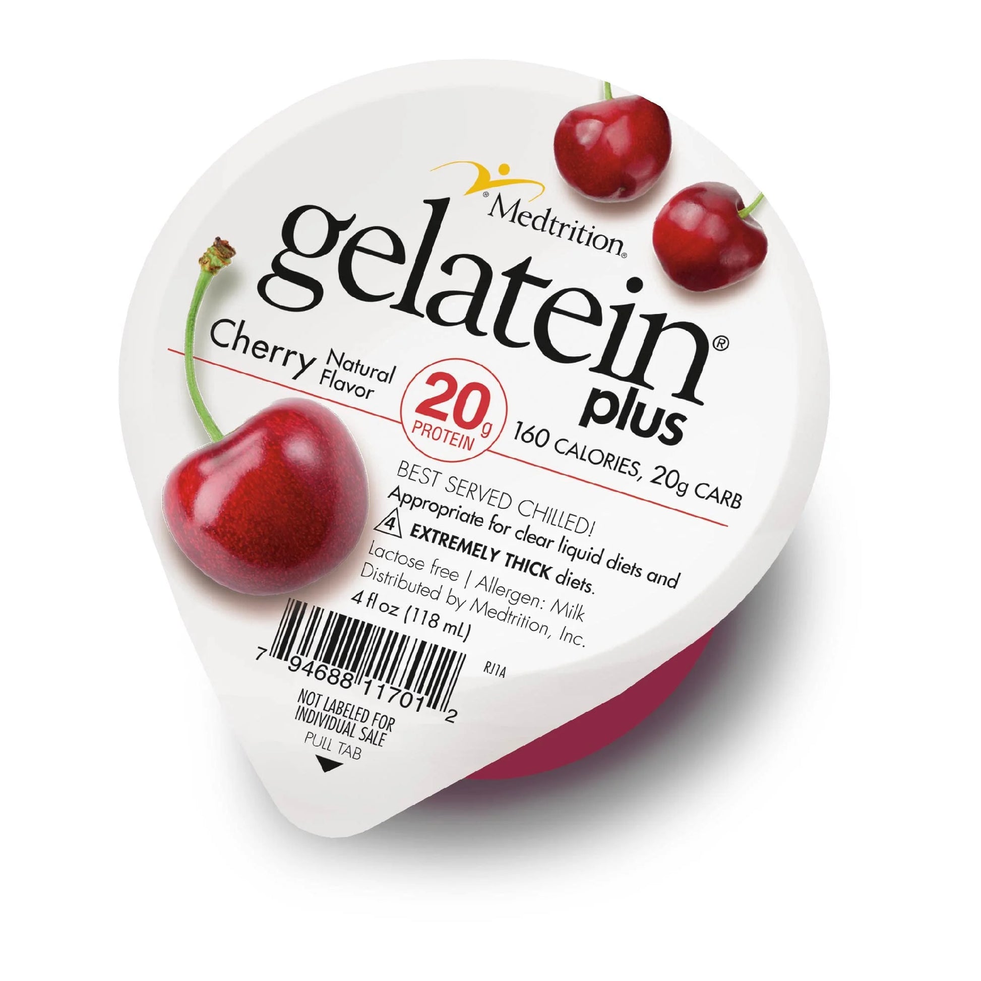 Gelatein plus Cherry: 20 Grams of Protein. Ideal for Clear Liquid Diets, Swallowing Difficulties, Dialysis and Oncology. Great Pre or Post-Workout Snack. (12 Pack)