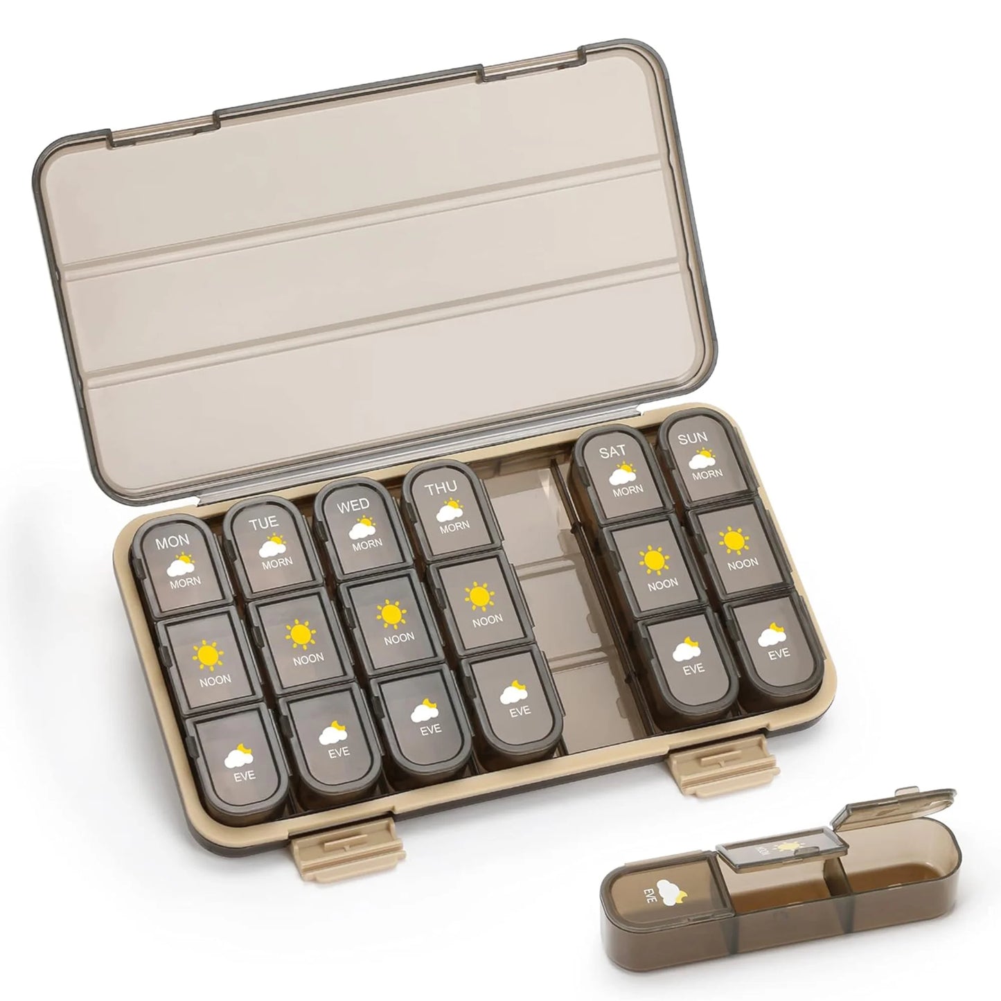 7 Day Pill Organizer AM PM 3 Times a Day, Large Capacity Weekly Pill Box