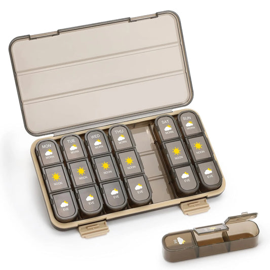 7 Day Pill Organizer AM PM 3 Times a Day, Large Capacity Weekly Pill Box