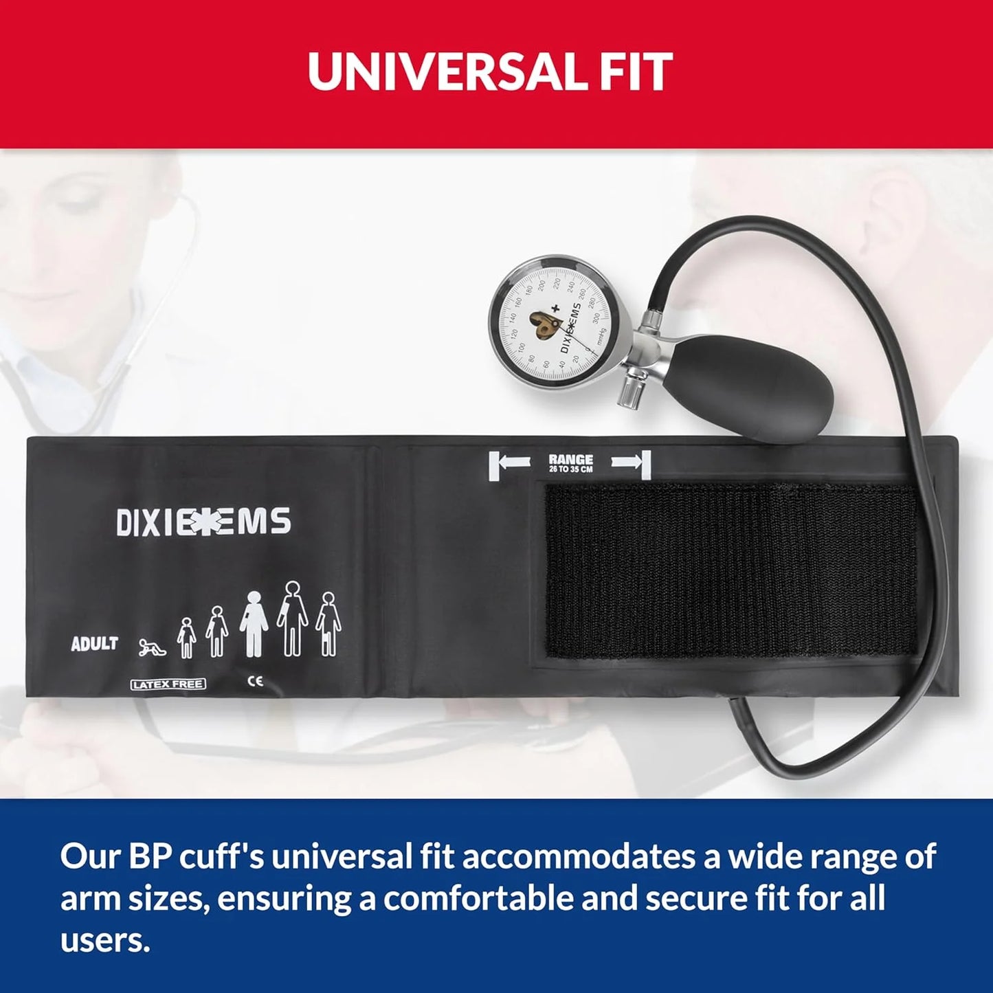 Premium Adult Sphygmomanometer Blood Pressure Cuff in Elegant Black Finish