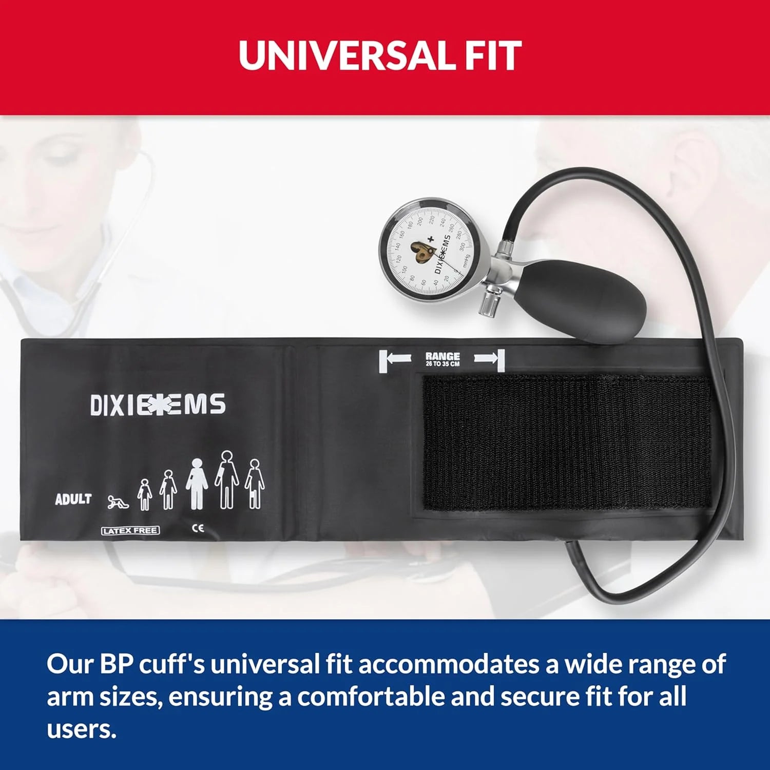 Premium Adult Sphygmomanometer Blood Pressure Cuff in Elegant Black Finish