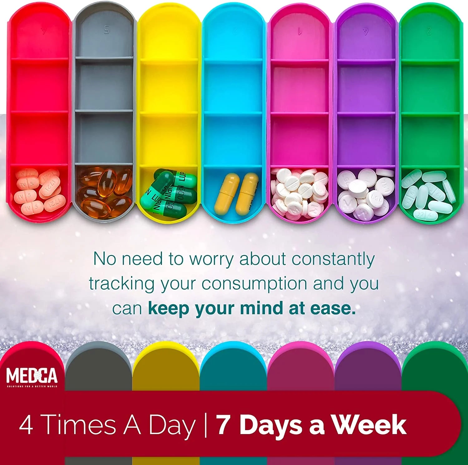 Weekly Pill Organizer Wallet - 2 Pack, Compact Travel Pill Case