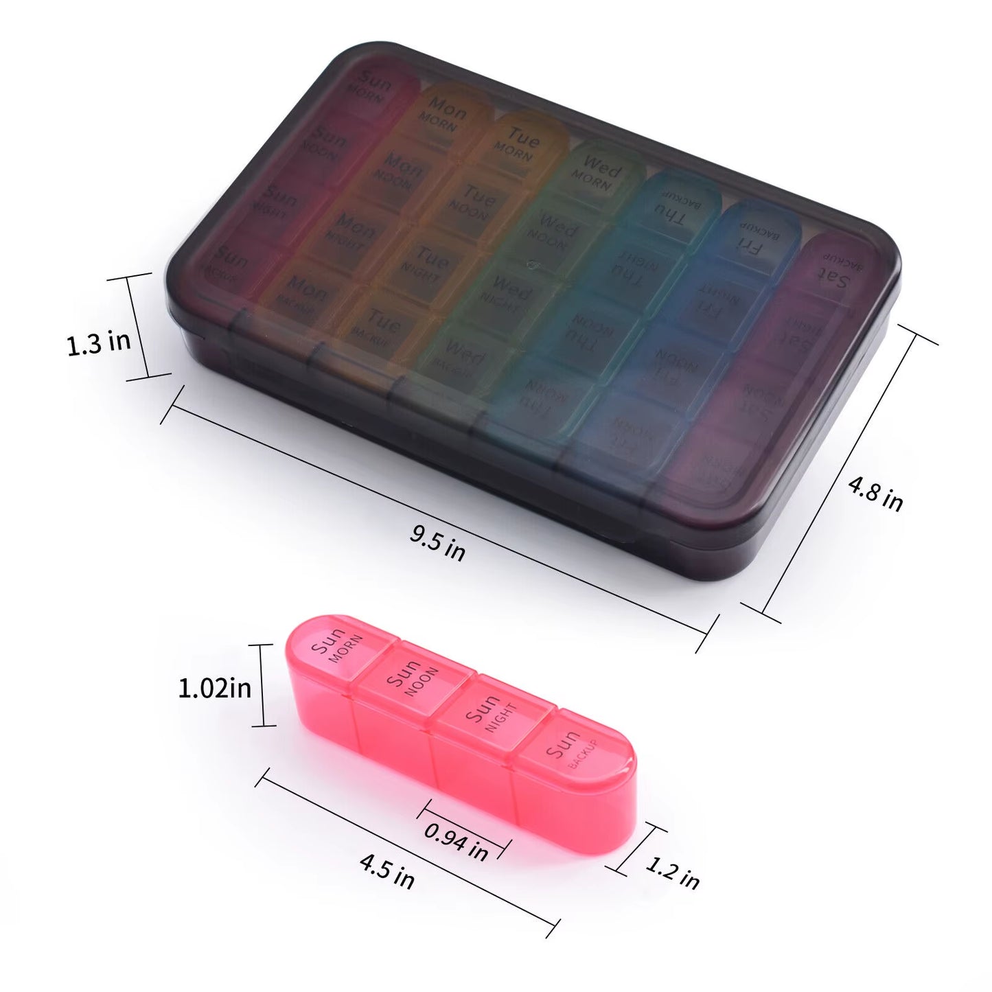 Weekly Pill Box Organizer 4 Times a Day 7 Day Pill Boxes 28 Grids Organizer Case Medicine Travel Portable Pill Cases Sorter