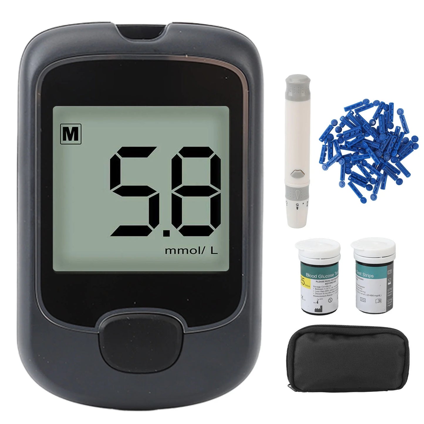 Glucose Monitor Kit Fully Automatic with Large LCD Display for Home