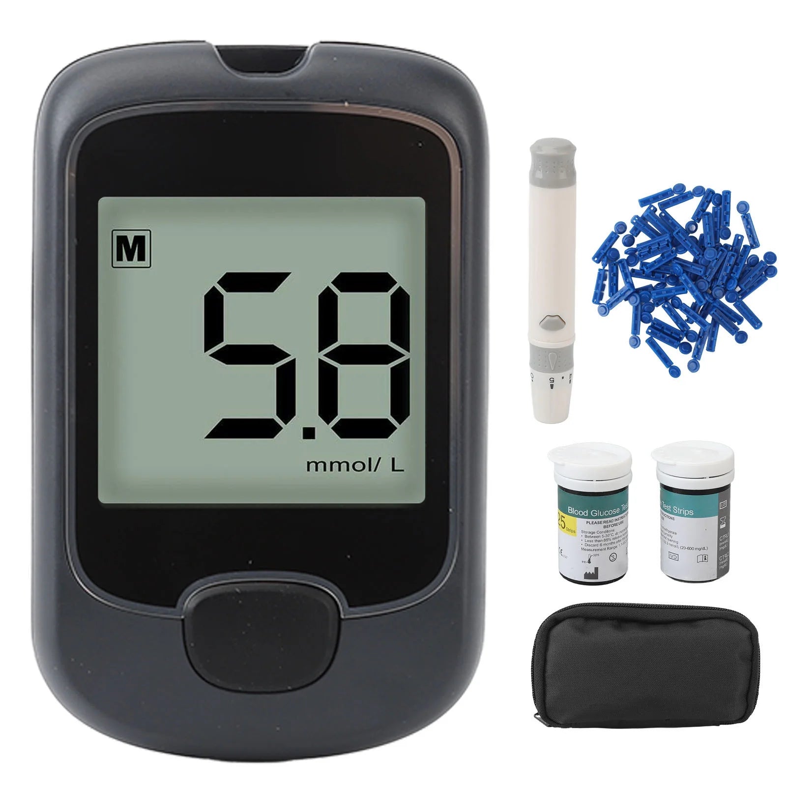 Glucose Monitor Kit Fully Automatic with Large LCD Display for Home