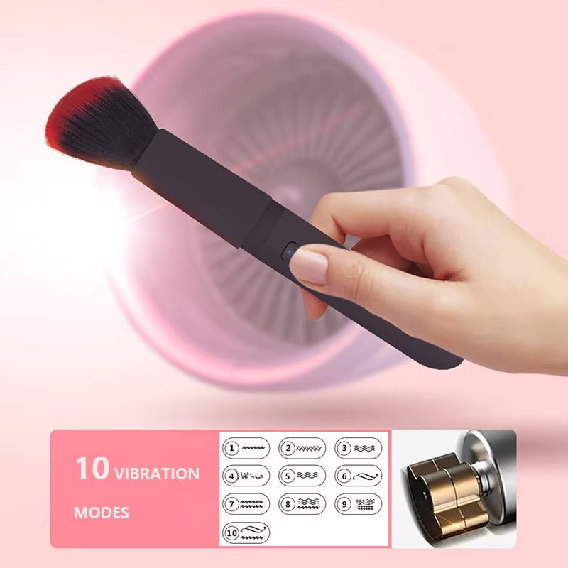 Revolutionary Vibrating Makeup Brush: Achieve Effortless Flawless Application with 10 Vibration Settings!
