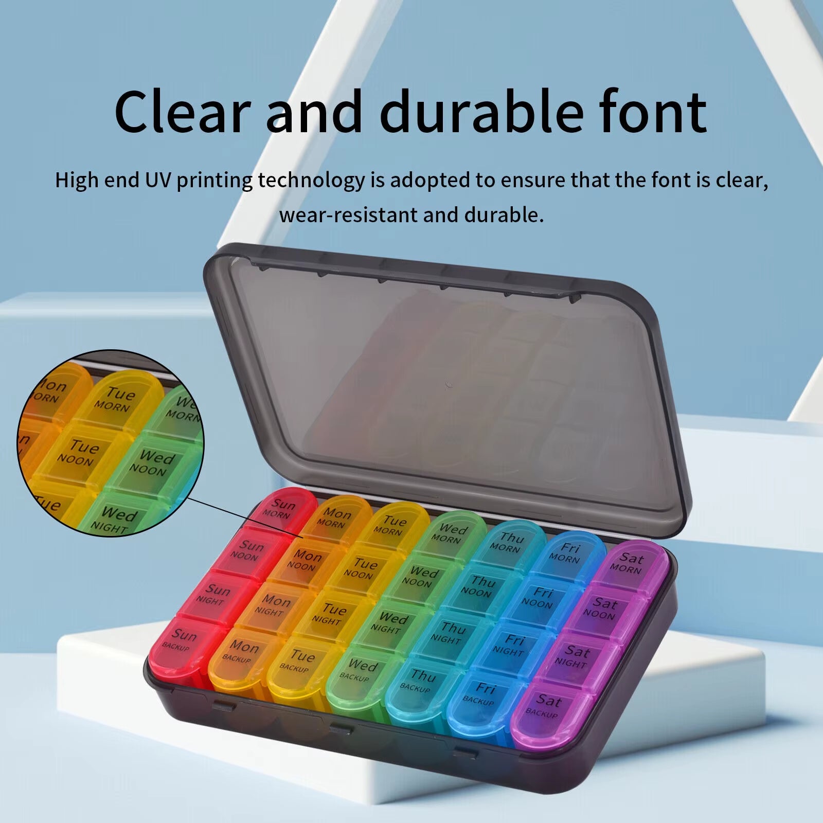 Weekly Pill Box Organizer 4 Times a Day 7 Day Pill Boxes 28 Grids Organizer Case Medicine Travel Portable Pill Cases Sorter