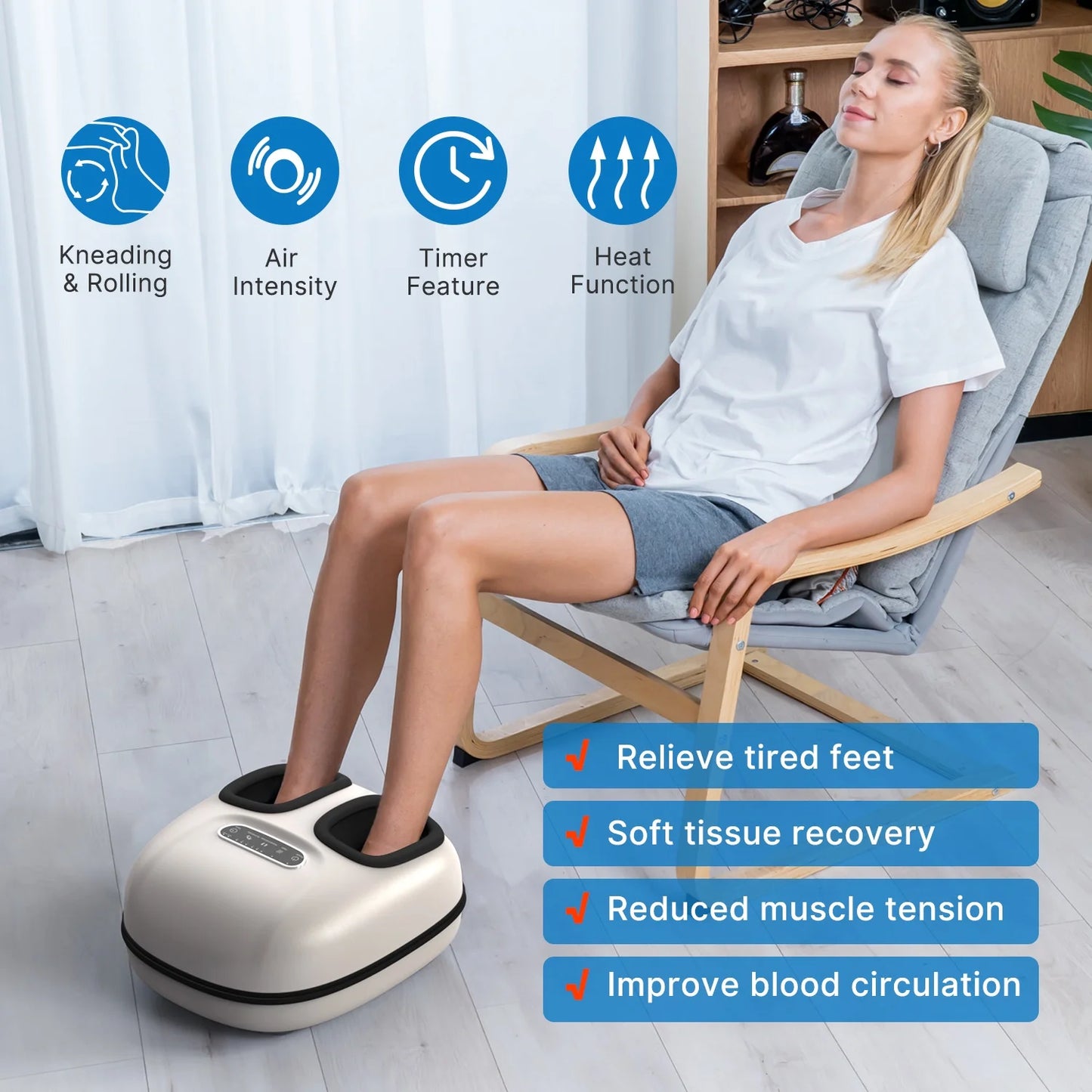Relaxing Foot Massager with Heat - Perfect for Tired Feet & Improved Blood Circulation, Fits Up to Size 11, Ideal Gift!