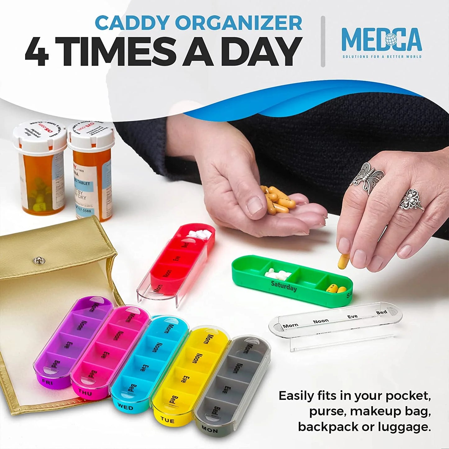 Weekly Pill Organizer Wallet - 2 Pack, Compact Travel Pill Case