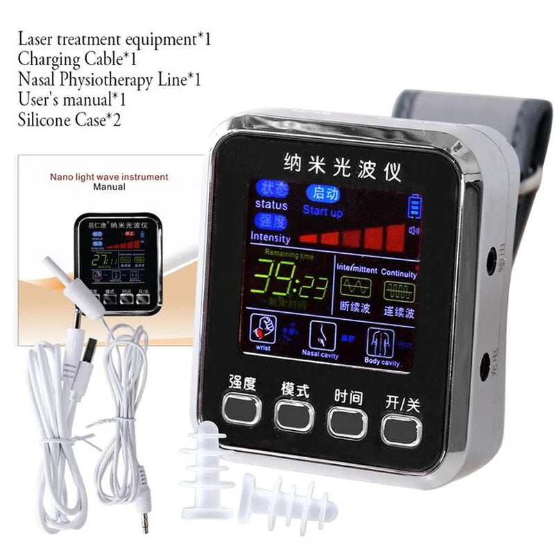 Diabetes and Hypertension Management - 650Nm Home LLLT Laser Physiotherapy Device, Featuring Diabetic Monitoring Watch and Sinusitis Treatment