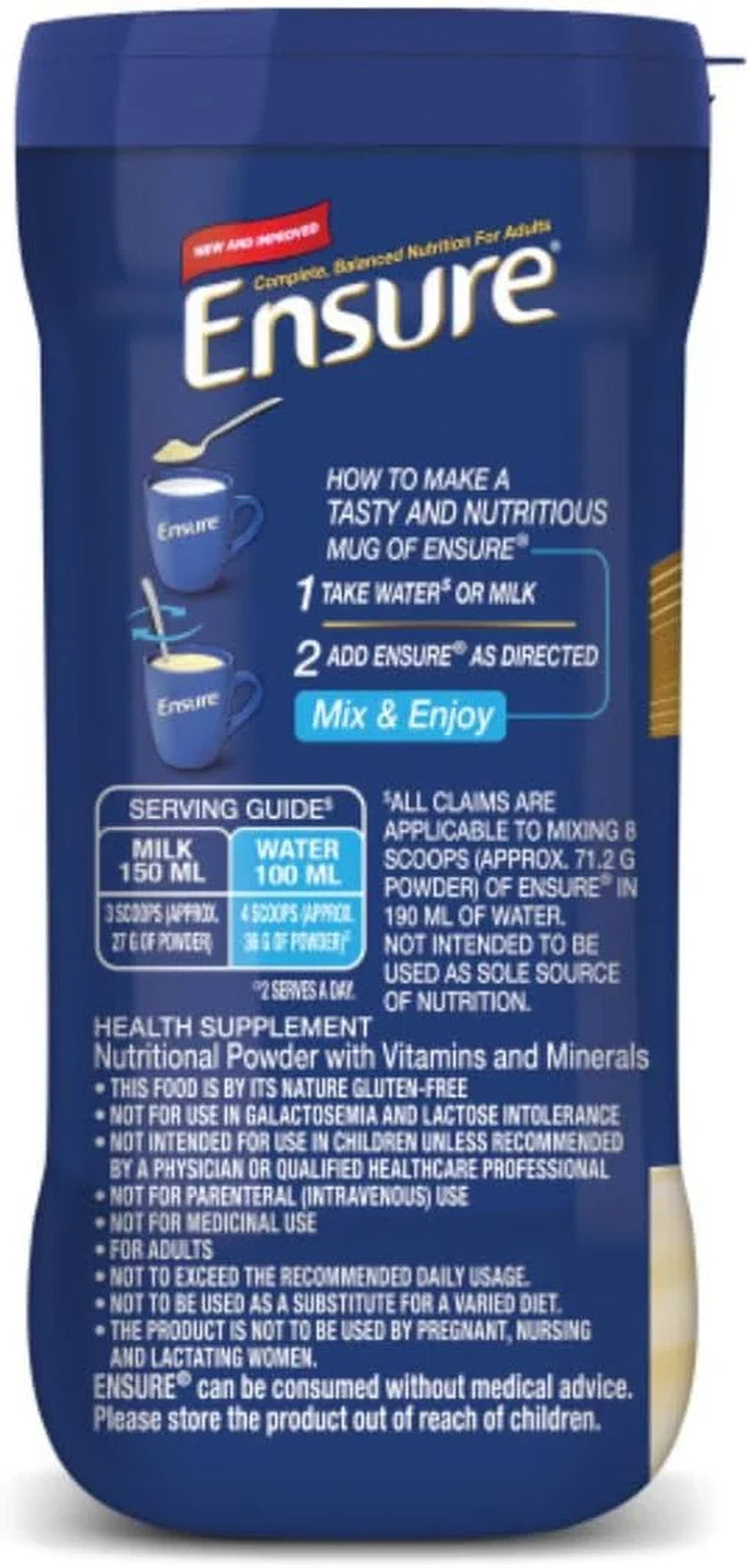 Powder Complete Balanced Nutrition for Adults, Vanilla Flavour,375G (Jar) (Pack of 10)