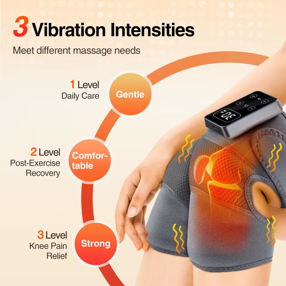 Ultimate Rechargeable Heated Knee Massager with Vibration - 5 Heat Levels for Relaxation and Support