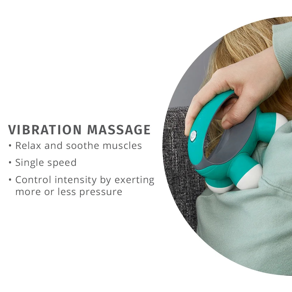 Quatro Mini Hand-Held Massager - 2 Pack with Vibration & 4 Massage Nodes for Ultimate Relaxation