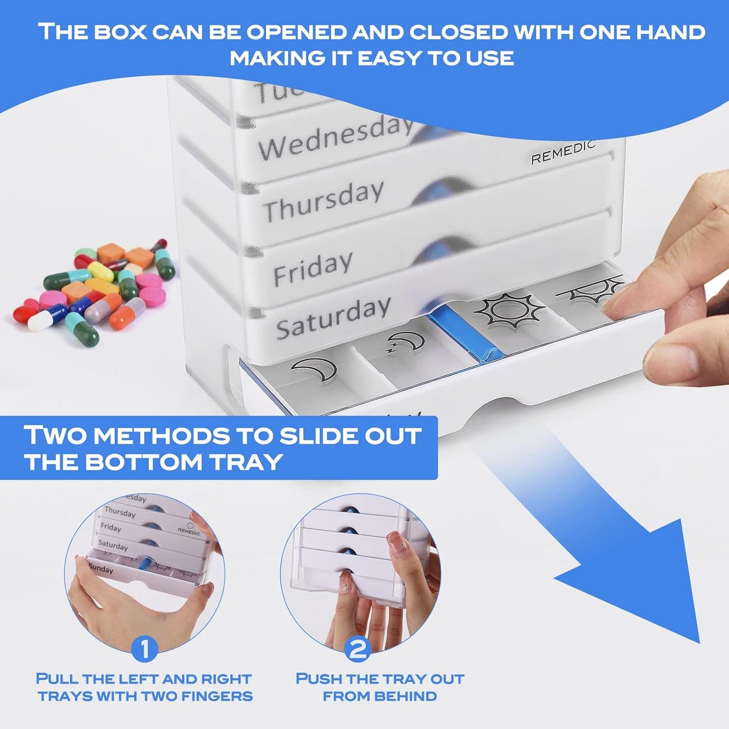 Weekly Pill Organizer 7 Day AM/PM – 4 Compartments per Day